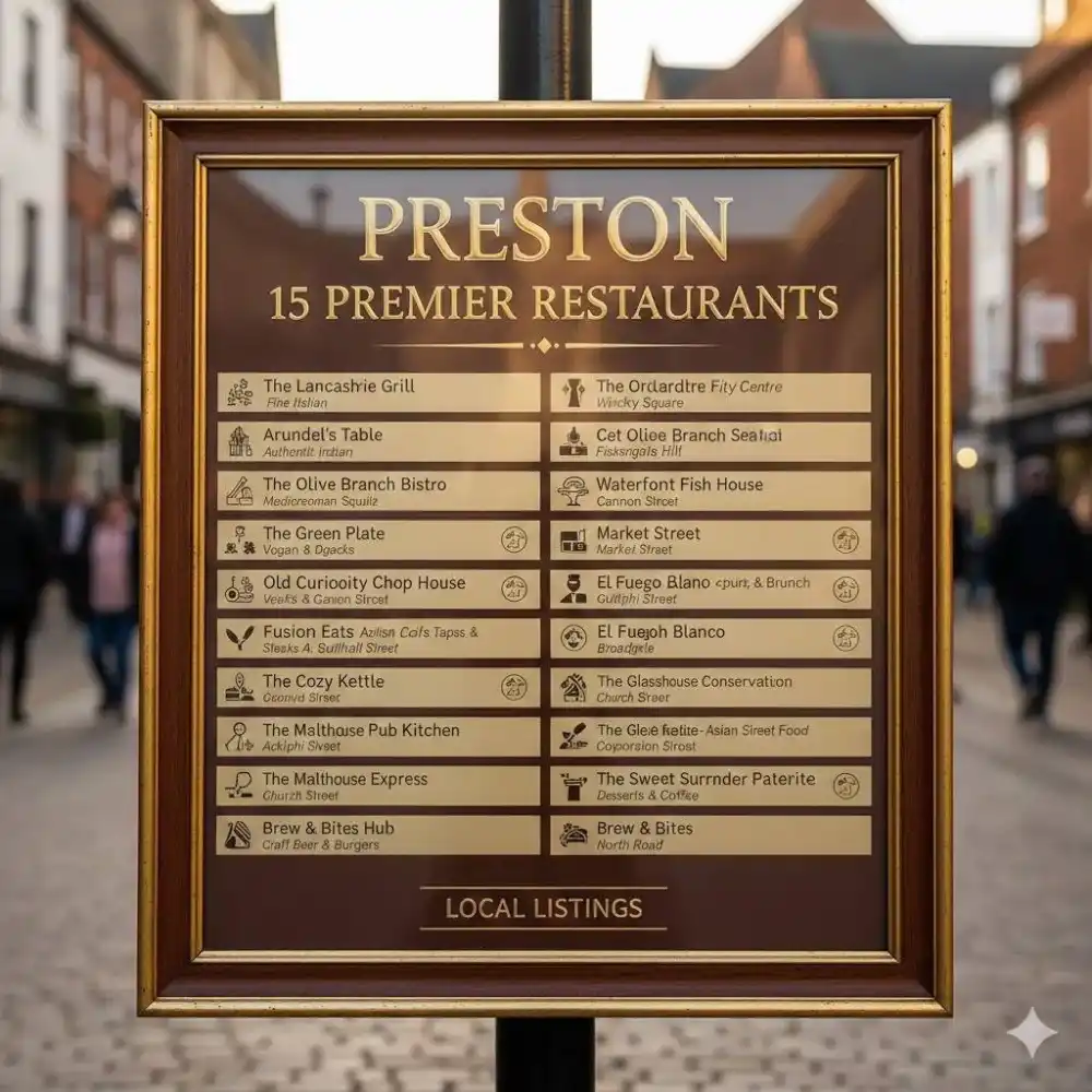 Preston 15 Premier Restaurants Local Listings