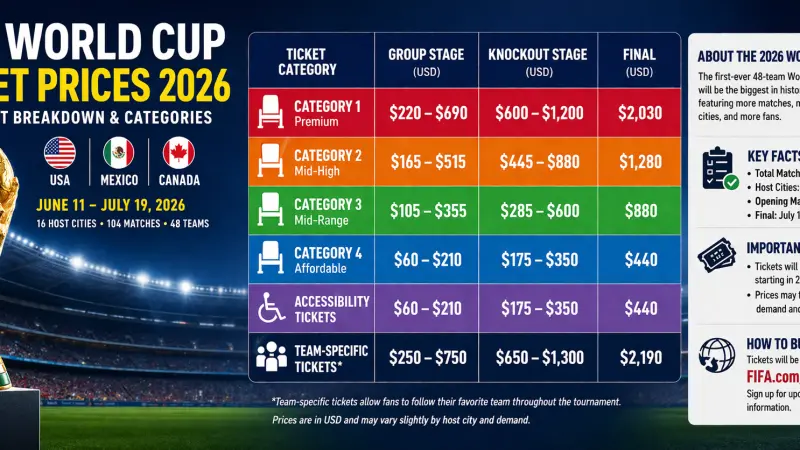 FIFA World Cup Ticket Prices 2026 Full Cost Breakdown Categories