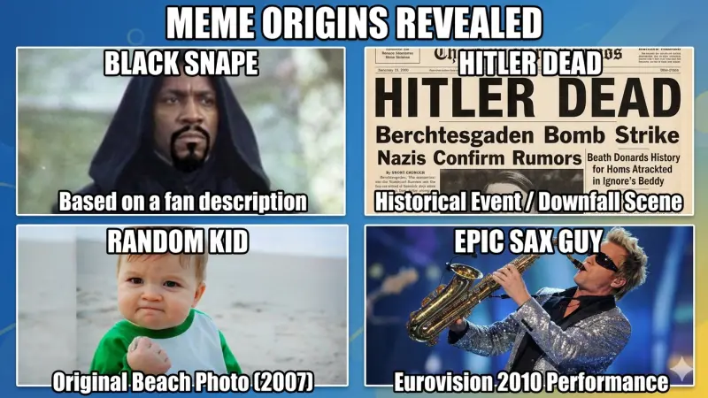 Meme Origins Revealed Black Snape Hitler Dead Random Kid Epic Sax Guy Explained