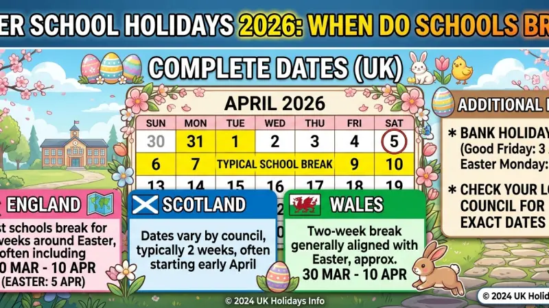 Easter School Holidays 2026 When Do Schools Break Complete Dates UK