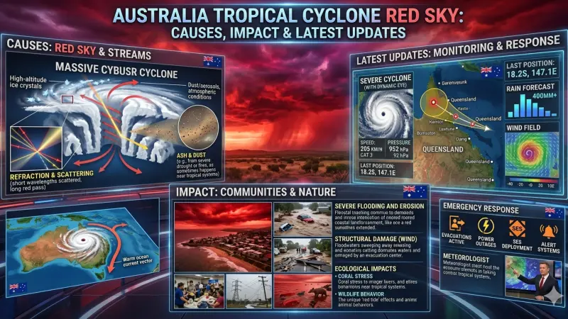 Australia Tropical Cyclone Red Sky Causes Impact Latest Updates