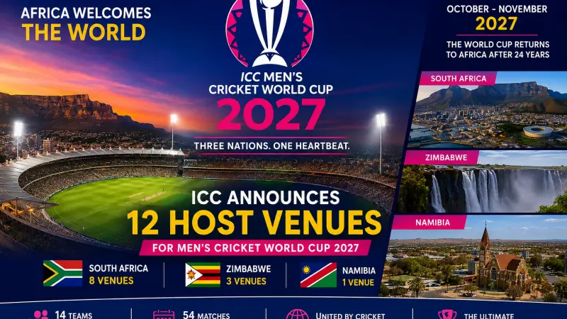 ICC Men's Cricket World Cup 2027 Venues Announced: Complete List of Stadiums, Host Cities, Tournament Brand and Latest Updates