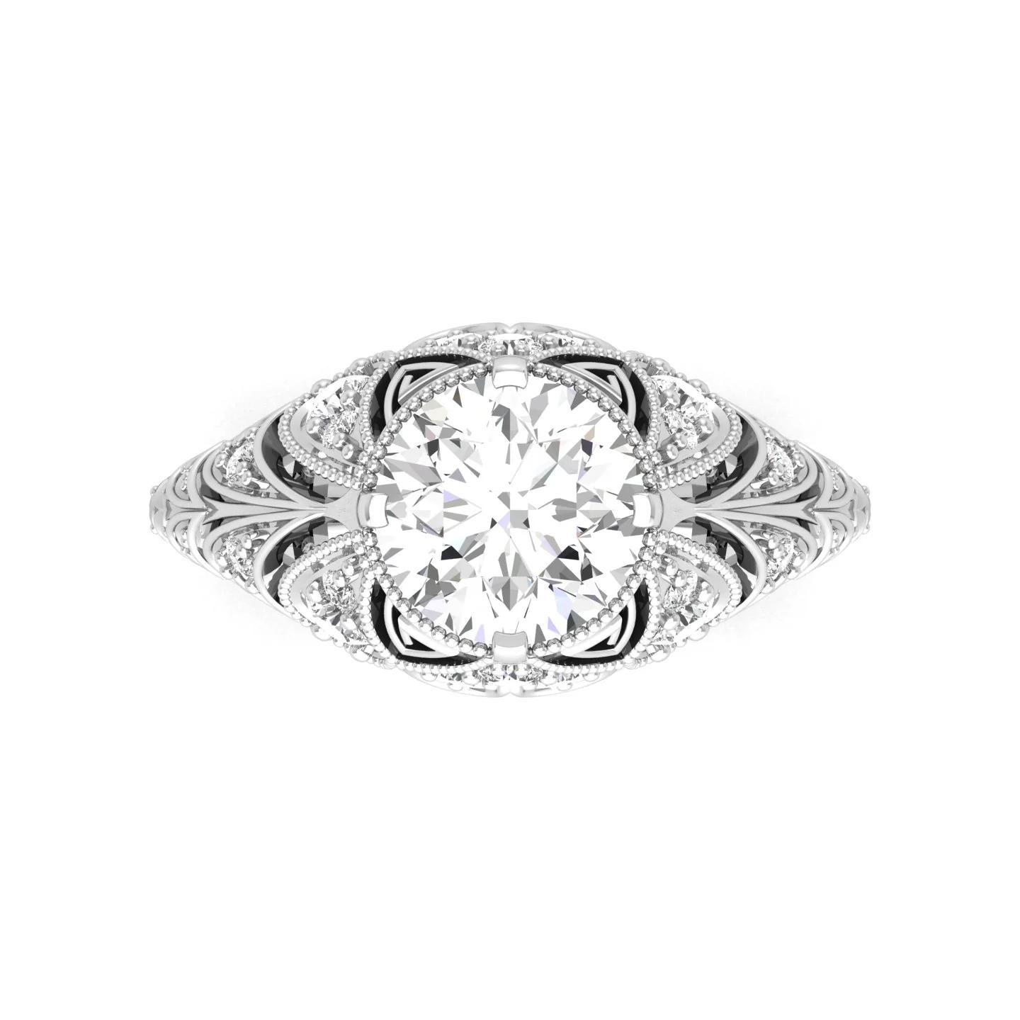 Vintage 2 Carat Old European Cut Diamond Ring in Elegant Antique Design