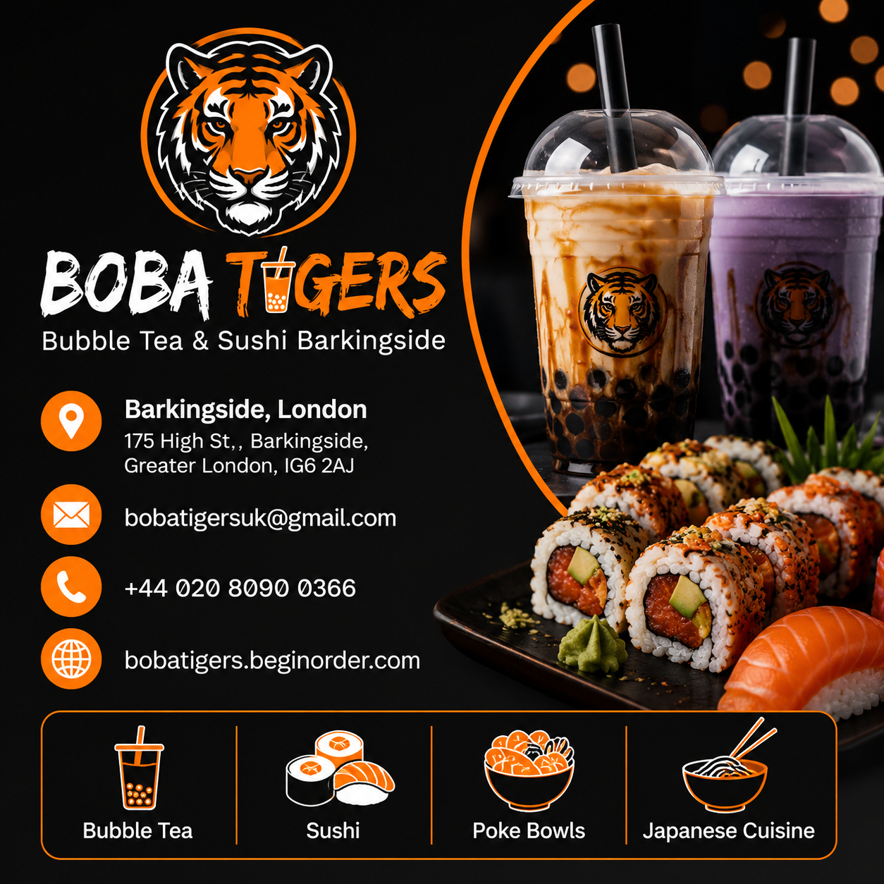 Boba Tigers Bubble Tea & Sushi Barkingside