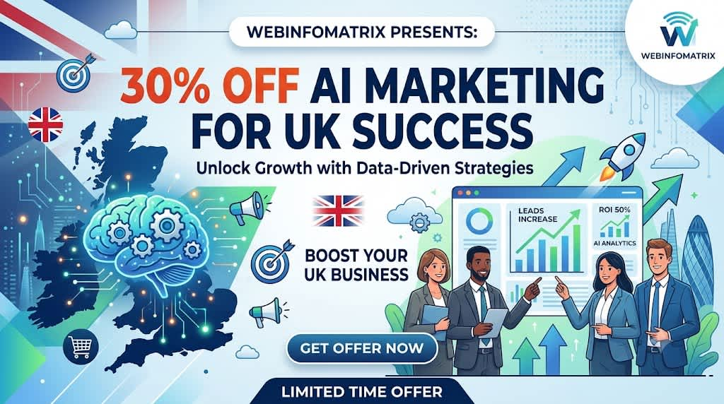 Webinfomatrix: 30% Off AI Marketing for UK Success