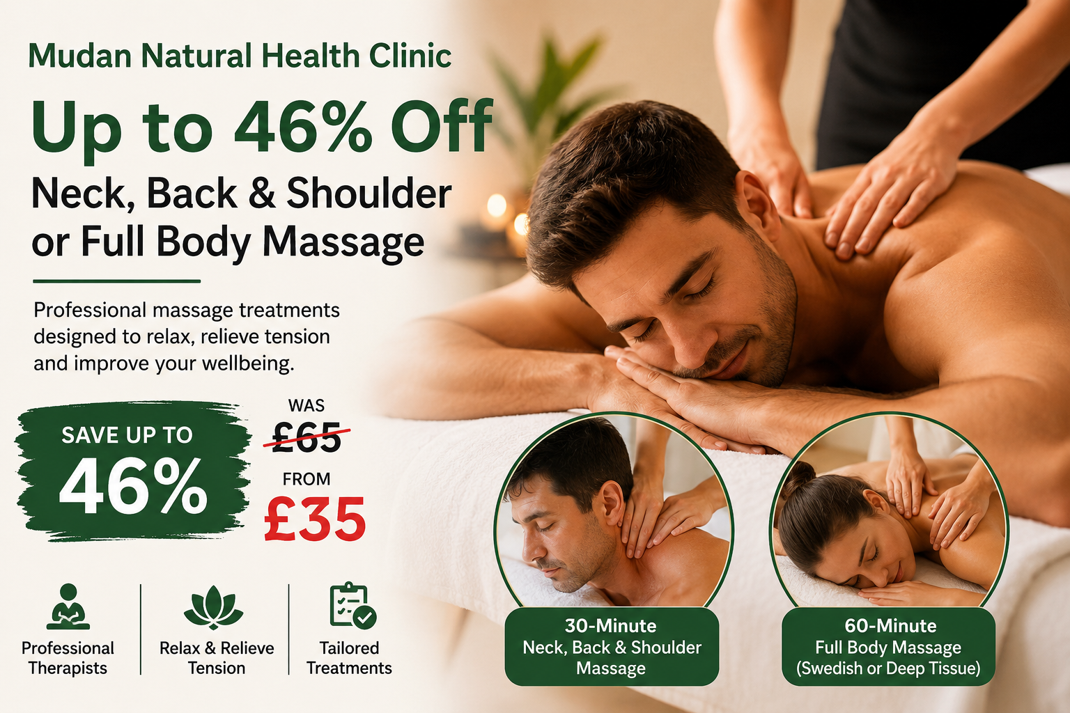 Up to 46% Off Neck, Back & Shoulder or Full Body Massage at Mudan Natural Health Clinic