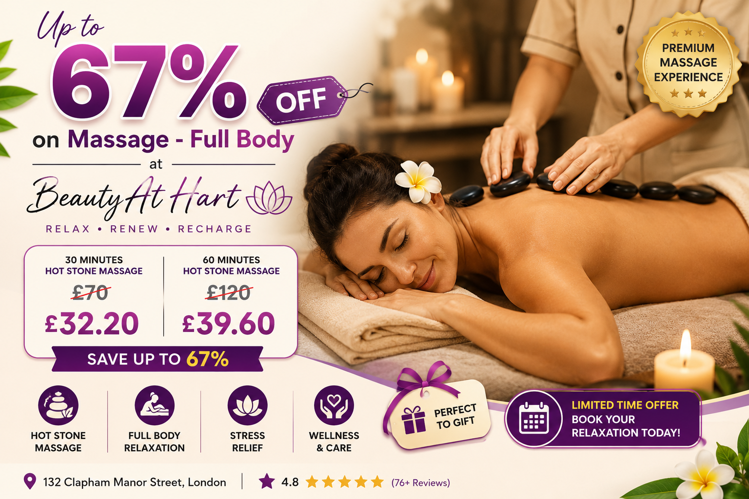Up to 67% Off Full Body Massage at Beauty At Hart