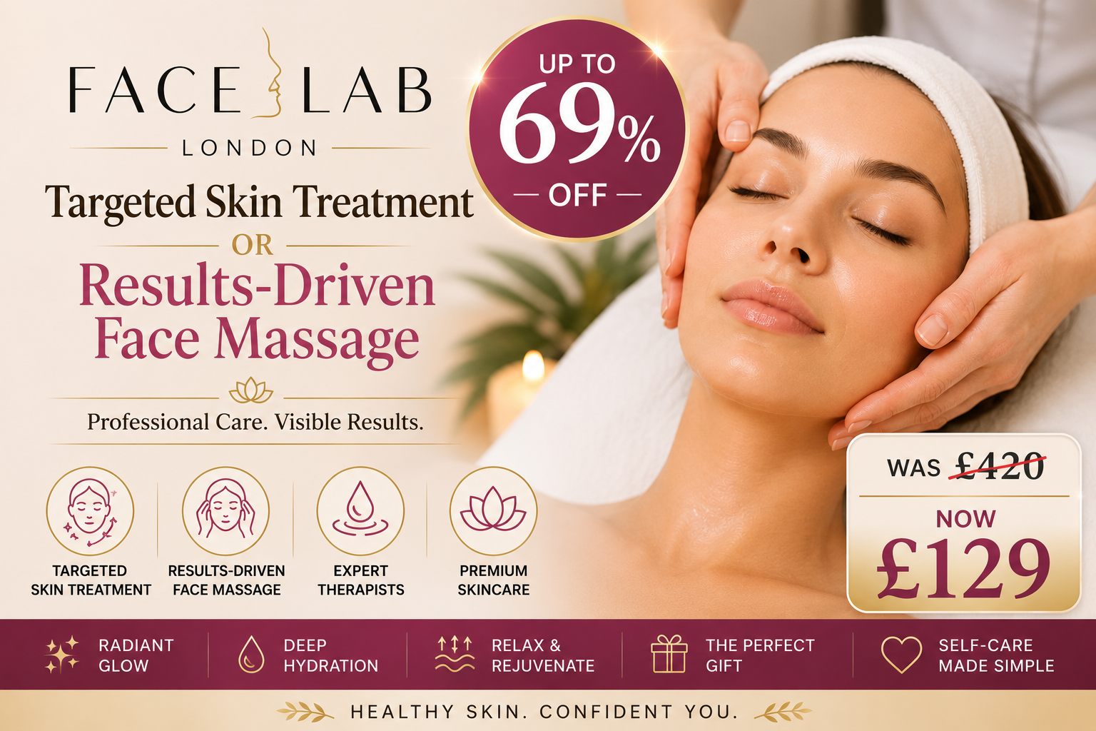 Choose Between a Targeted Skin Treatment or a Results Driven Face Massage at Face Lab London Up to 69% Off