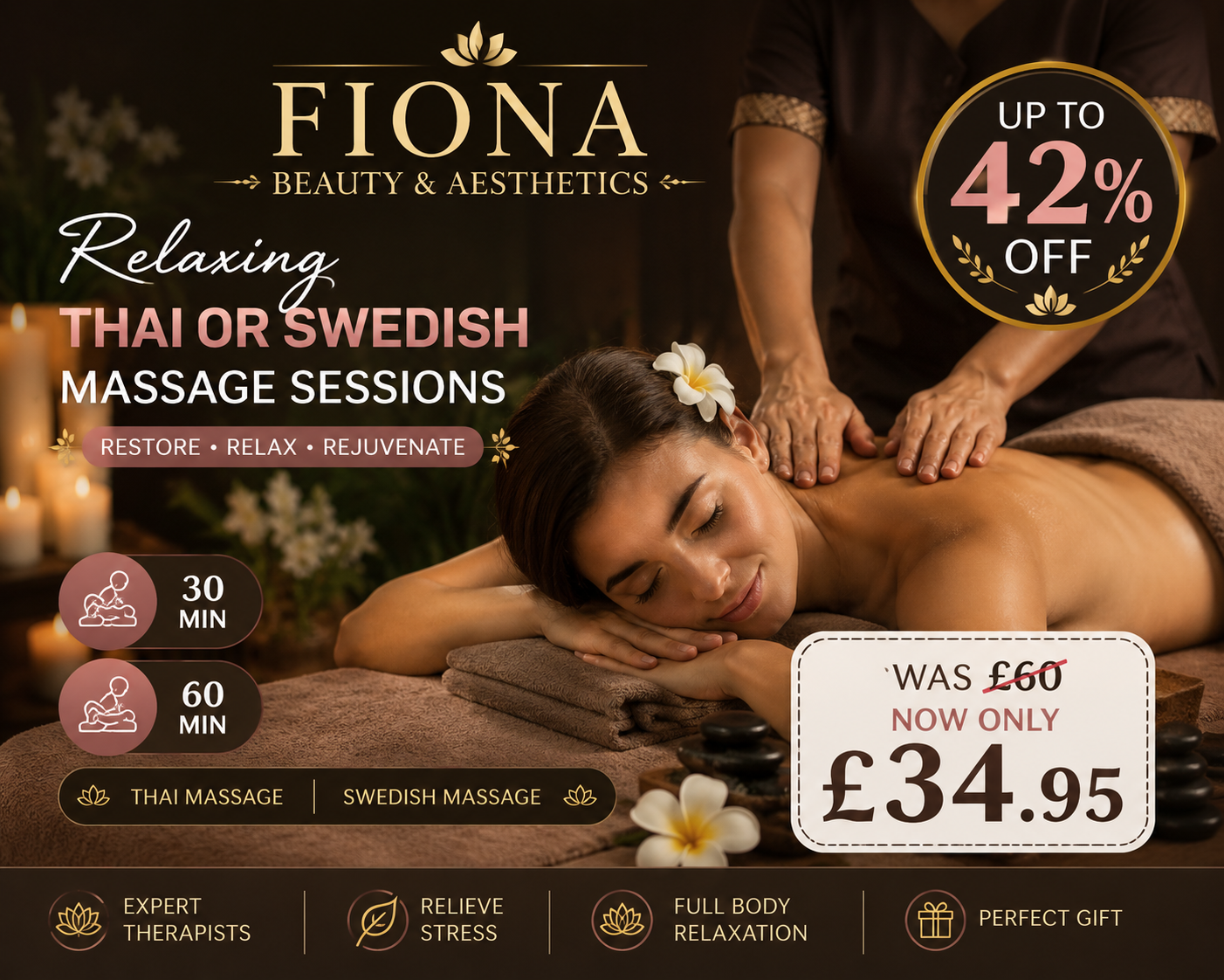 Relaxing 30 or 60 Min Thai or Swedish Massage Sessions (Up to 42% Off), London