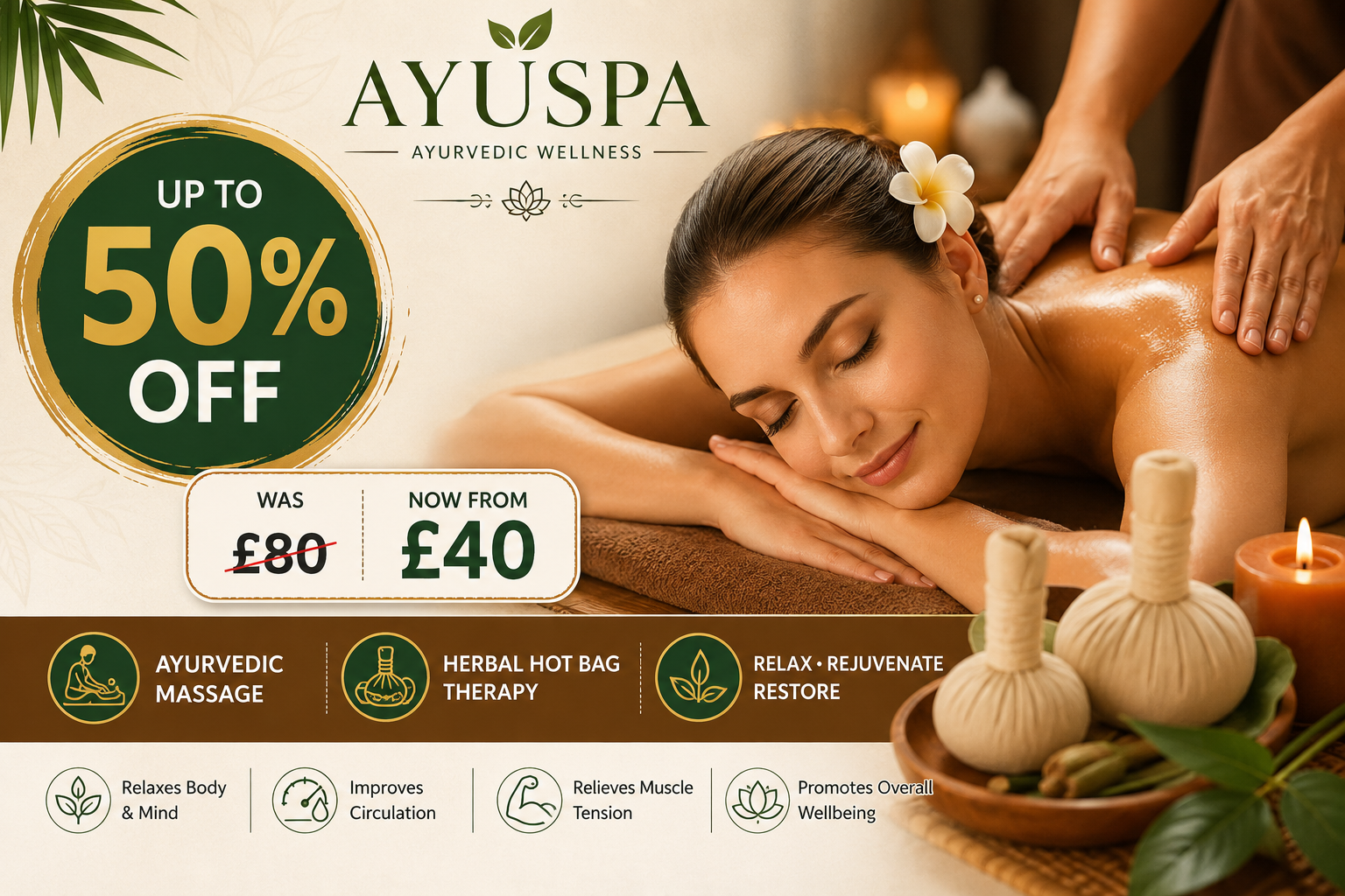 45-Minute Ayurvedic Massage or 45 or 60-Minute Massage with 15-Minute Herbal Hot Bag Massage (Up to 50% Off)