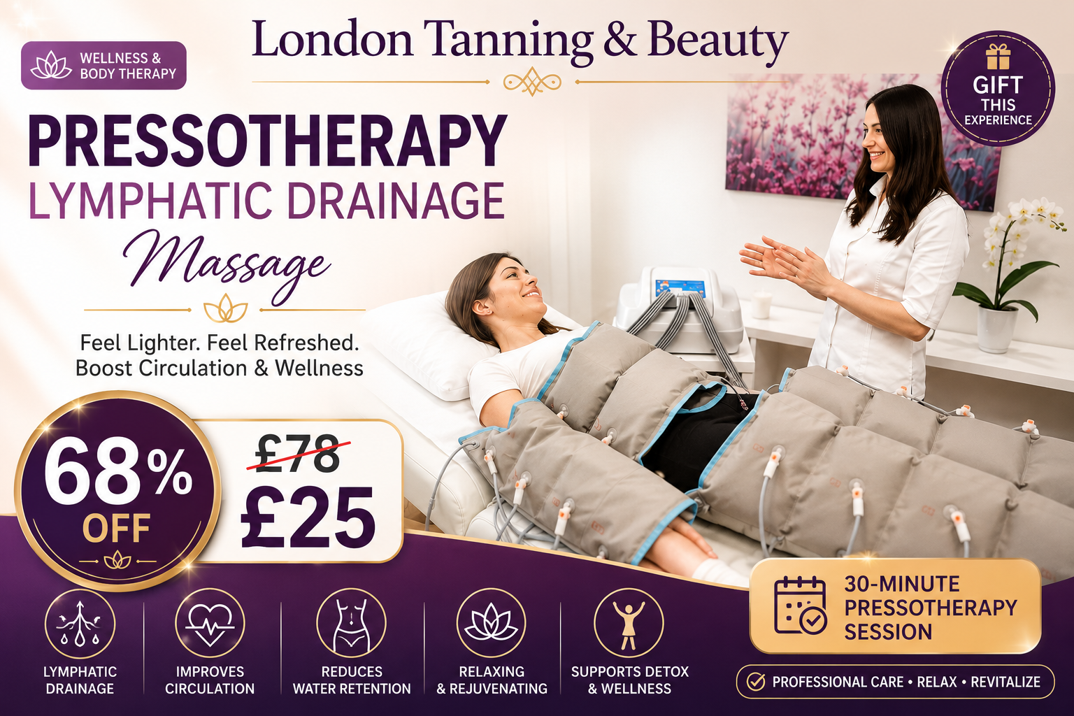 Pressotherapy – Lymphatic Drainage Massage Session at London Beauty and Tanning HO