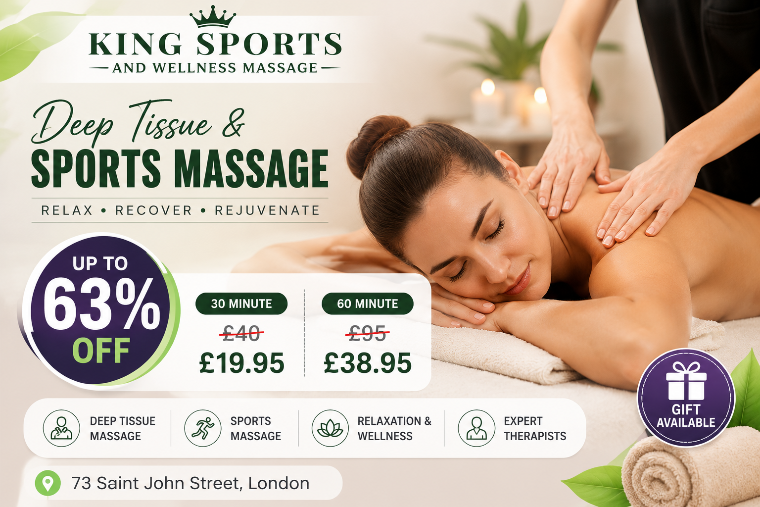 Up to 63% Off Deep Tissue & Sports Massage at King Sports And Wellness Massage