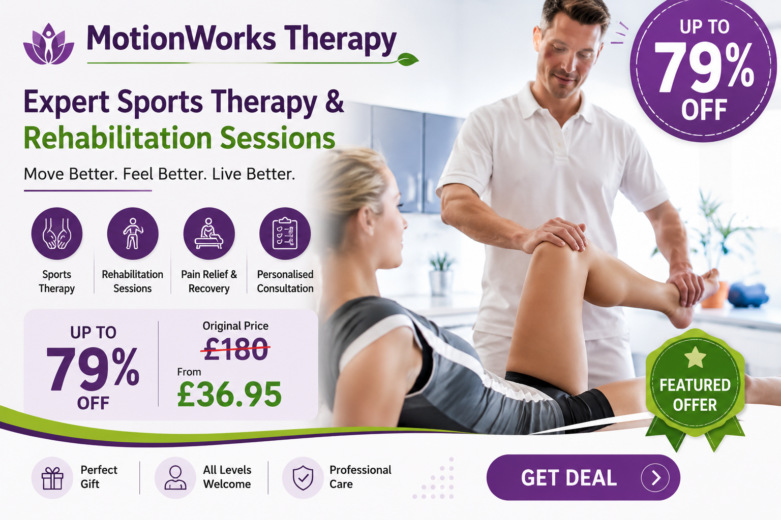 Feel Recharged with One or Two Sports Therapy & Rehabilitation Sessions at MotionWorks Therapy Up to 79 Off