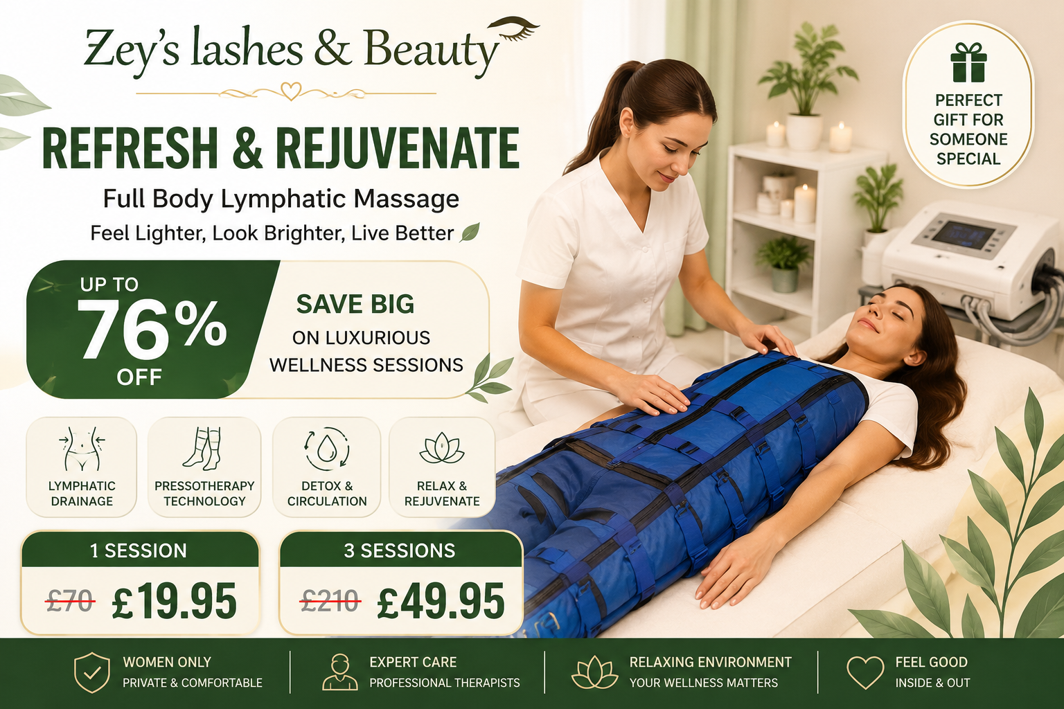 Refresh & Rejuvenate Full Body Lymphatic Massage Up to 76% Off