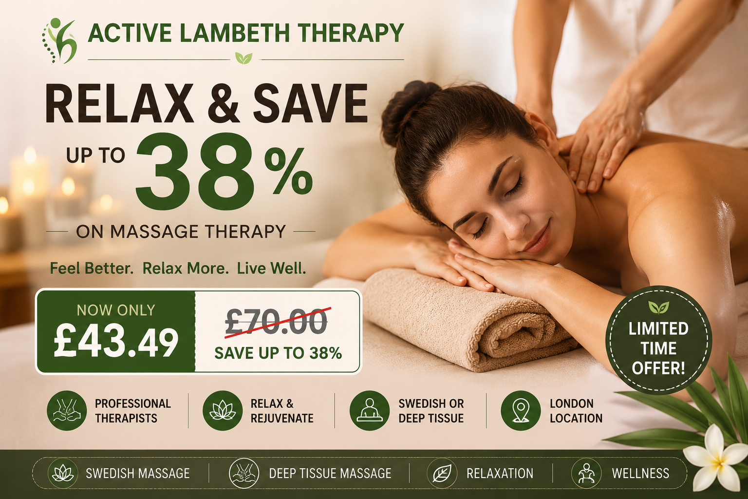 Relax and Save Up to 38% on Swedish or Deep Tissue Massage