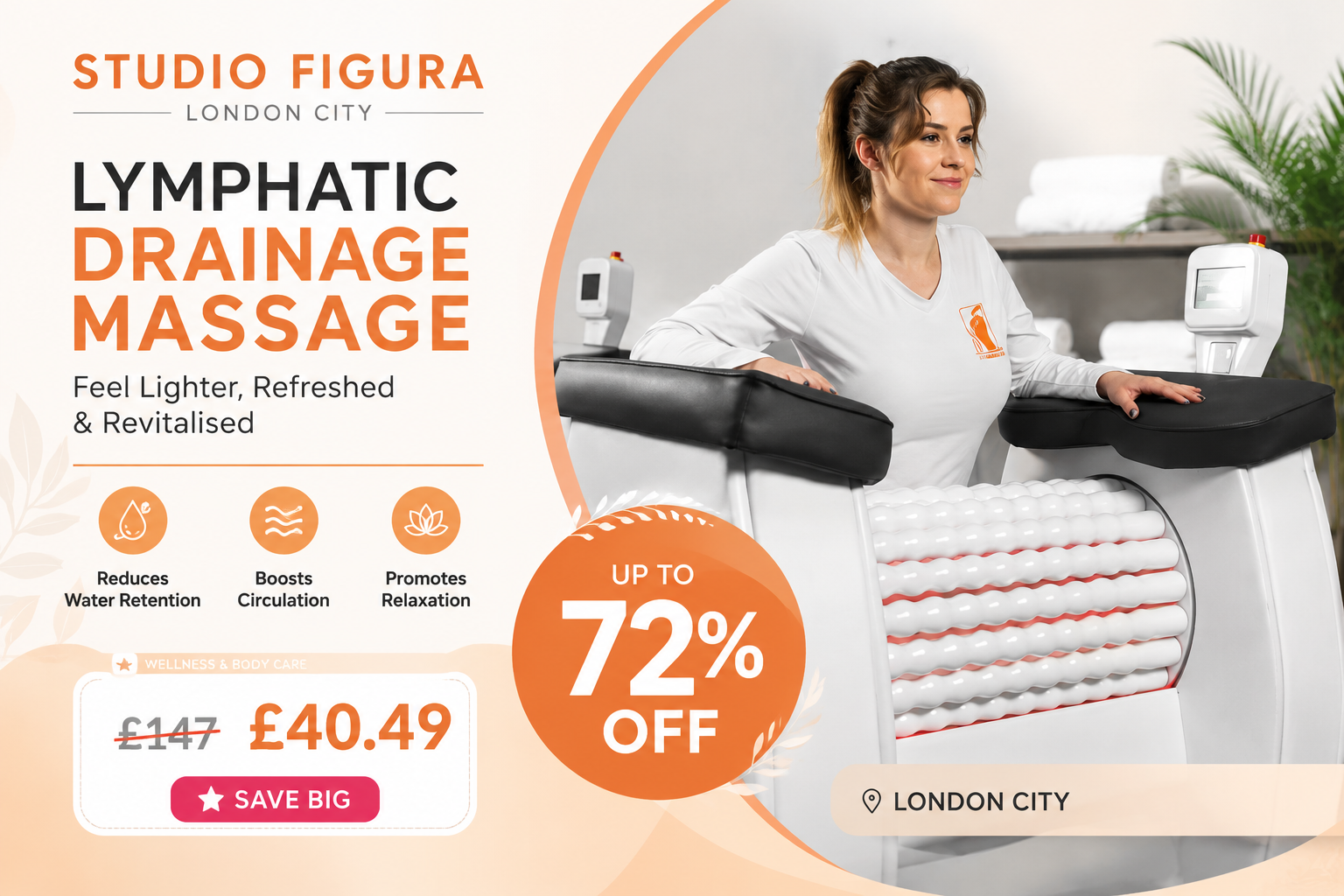 One Three or Five Sessions of Lymphatic Drainage Massage at Studio Figura London City Up to 72 Percent Off