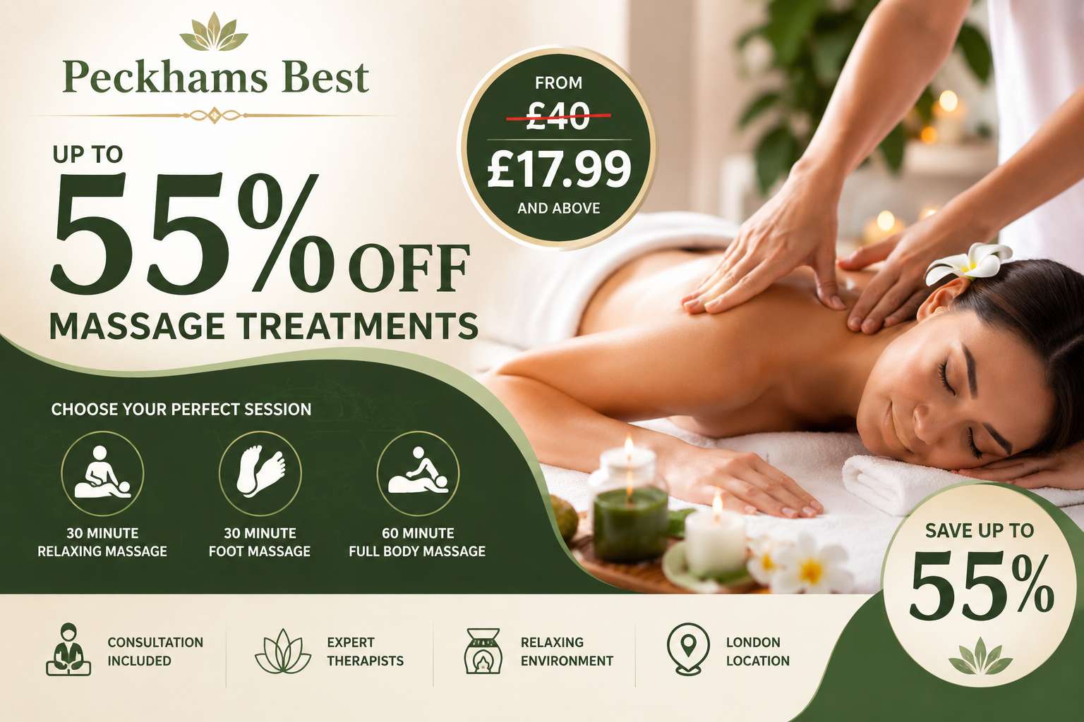 Up to 55% Off 30 or 60 Minute Massage at Peckhams Best
