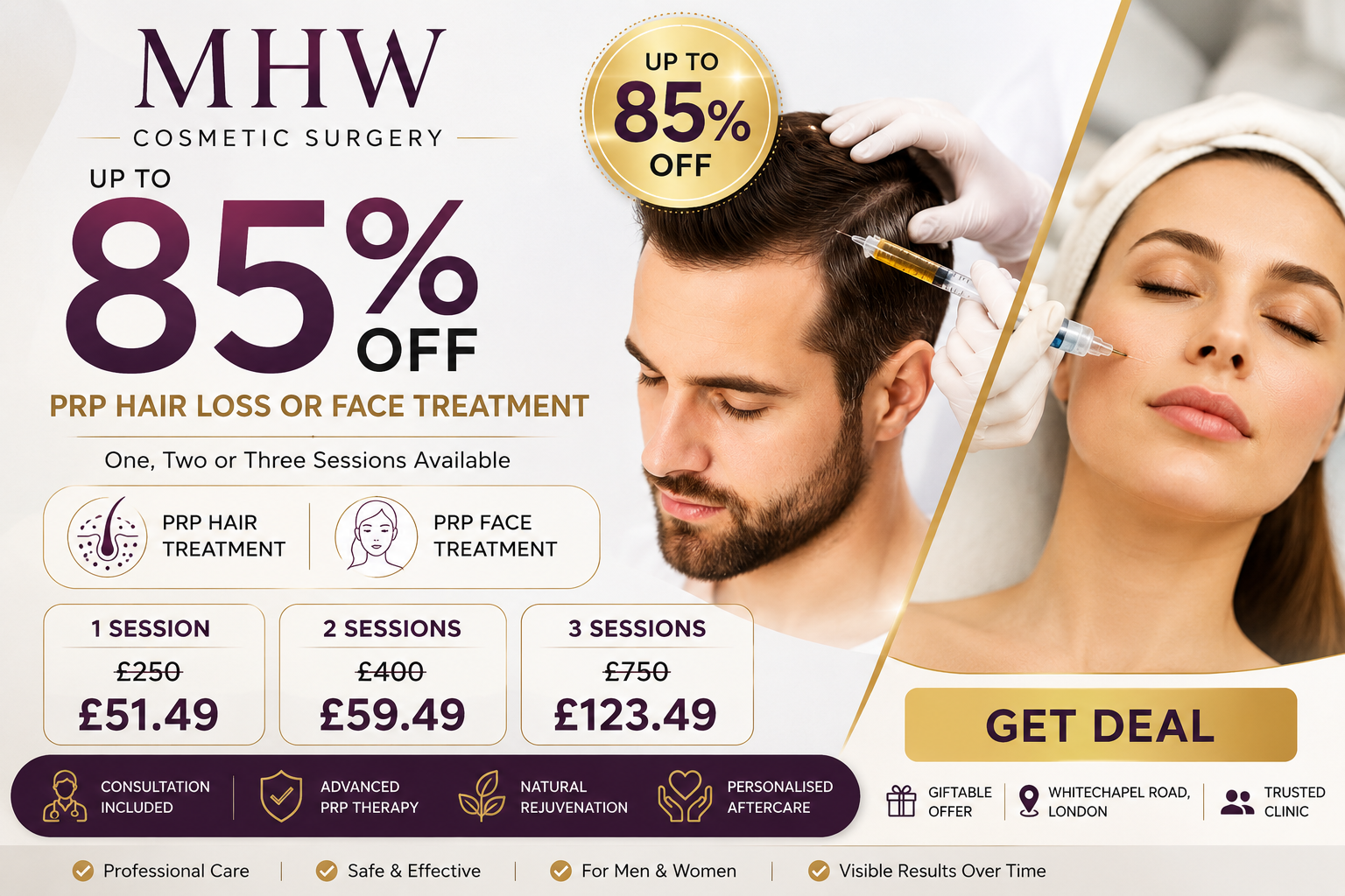 Up to 85% Off PRP Hair Loss or Face Treatment Sessions