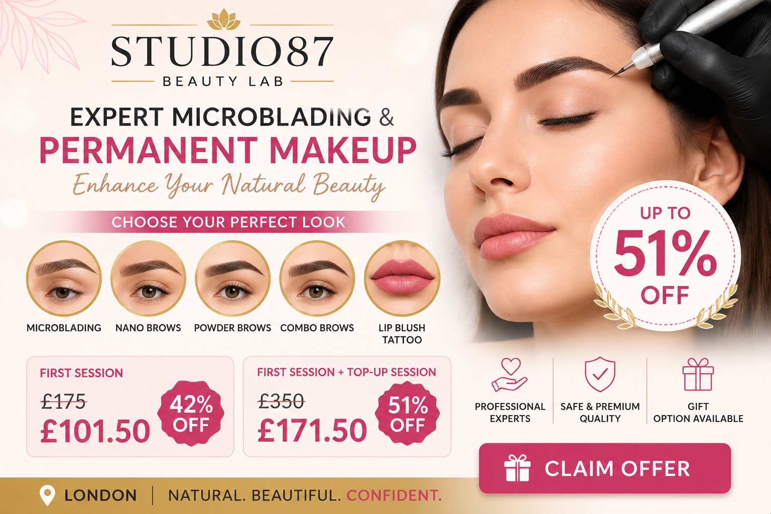 Up to 51% Off Expert Microblading & Permanent Makeup Treatments at Studio87 Beauty Lab