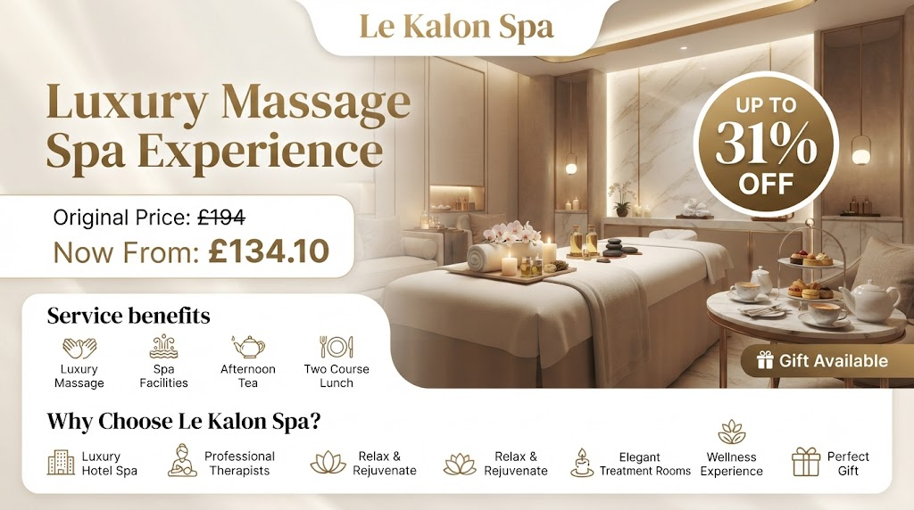 Luxury Massage Spa Experience with Afternoon Tea or Two Course Lunch – Up to 31% Off