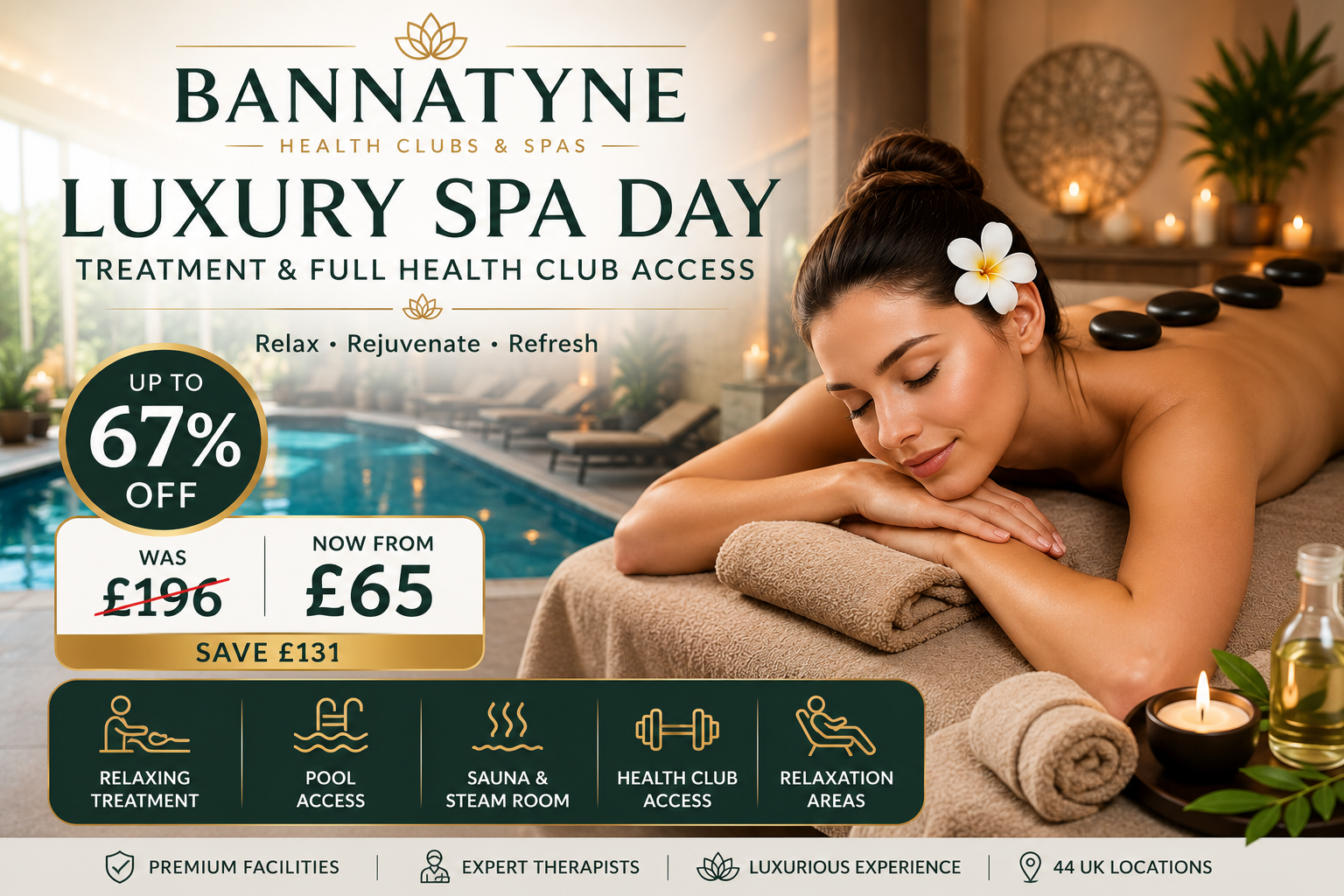 Luxury Spa Day with Treatment & Full Health Club Access