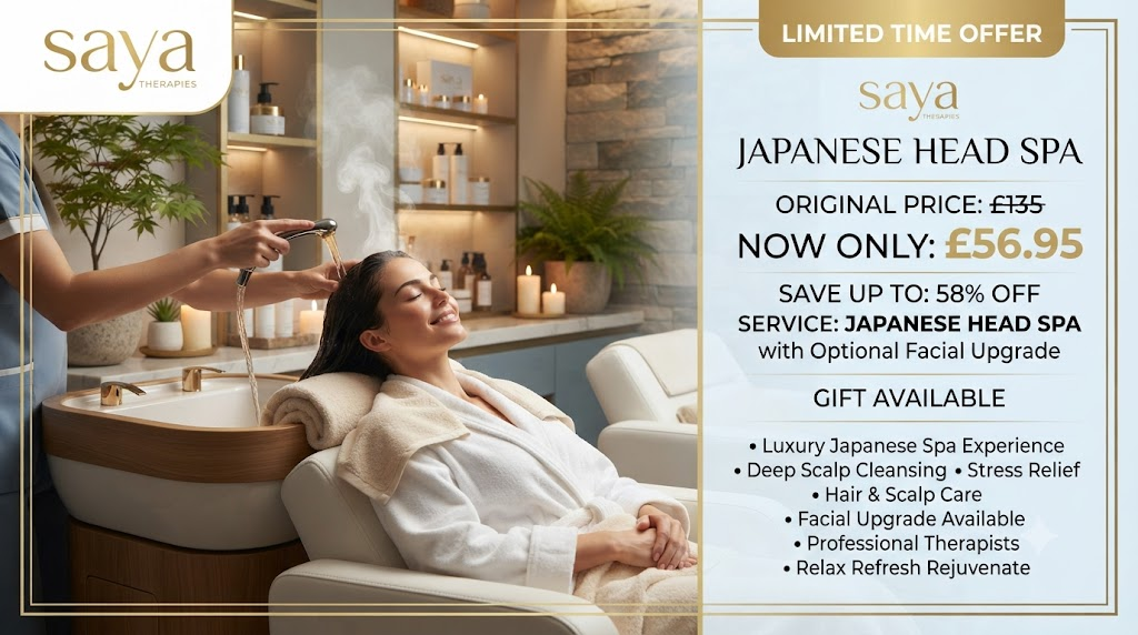30 to 60 Minute Japanese Head Spa with Optional Facial Upgrade at Saya Therapies Up to 58 Percent Off