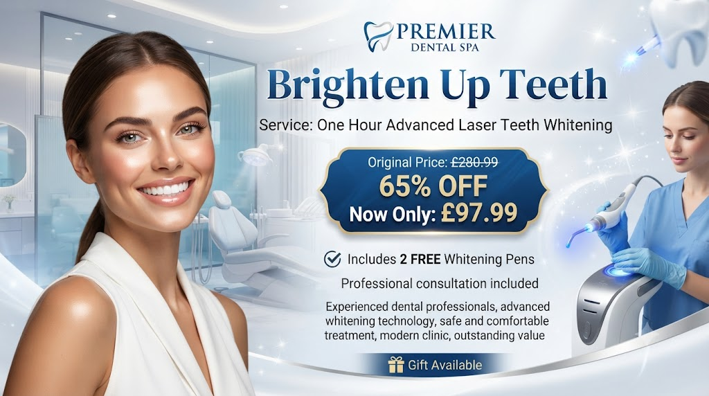 One Hour Advanced Laser Teeth Whitening with 2 Free Whitening Pens Up to 65 Percent Off