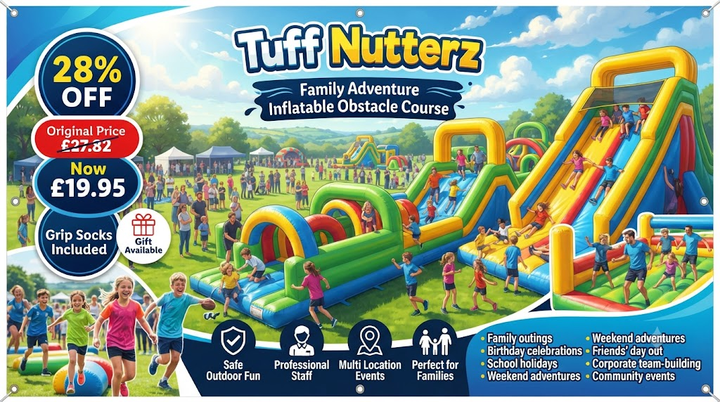 Save Up to 28% on Entry to Tuff Nutterz Inflatable Obstacle Adventure with Grip Socks Included