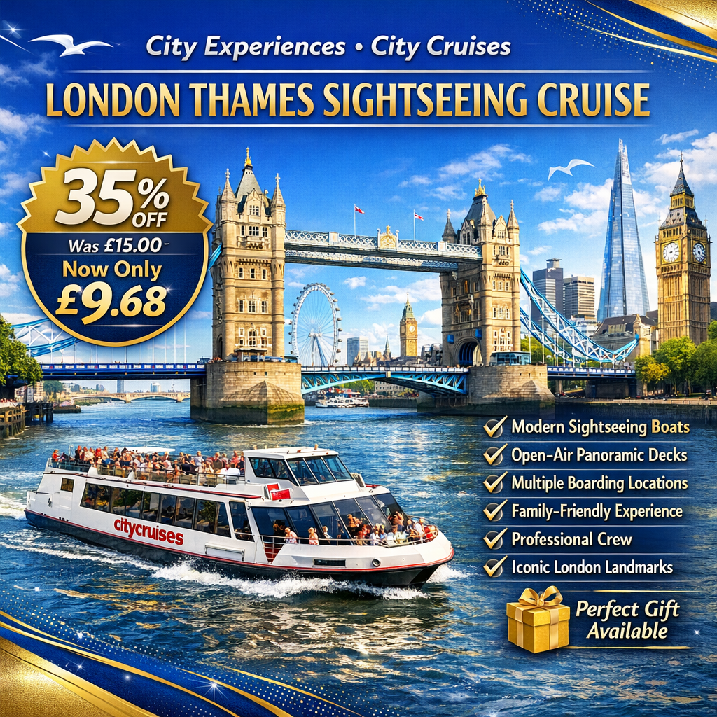 35% Off London Thames Sightseeing Cruise Tickets for Adults and Children