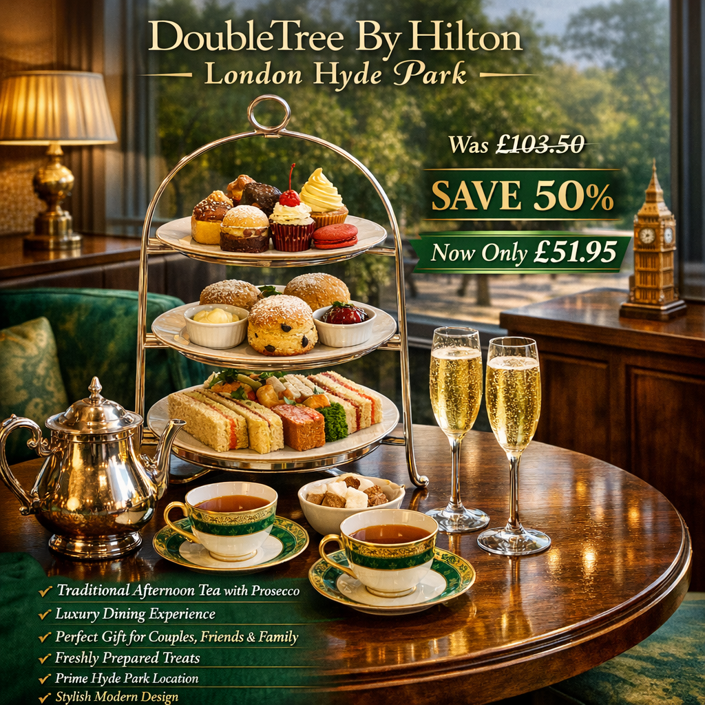Traditional Afternoon Tea with Prosecco at DoubleTree By Hilton London Hyde Park – Up to 50% Off