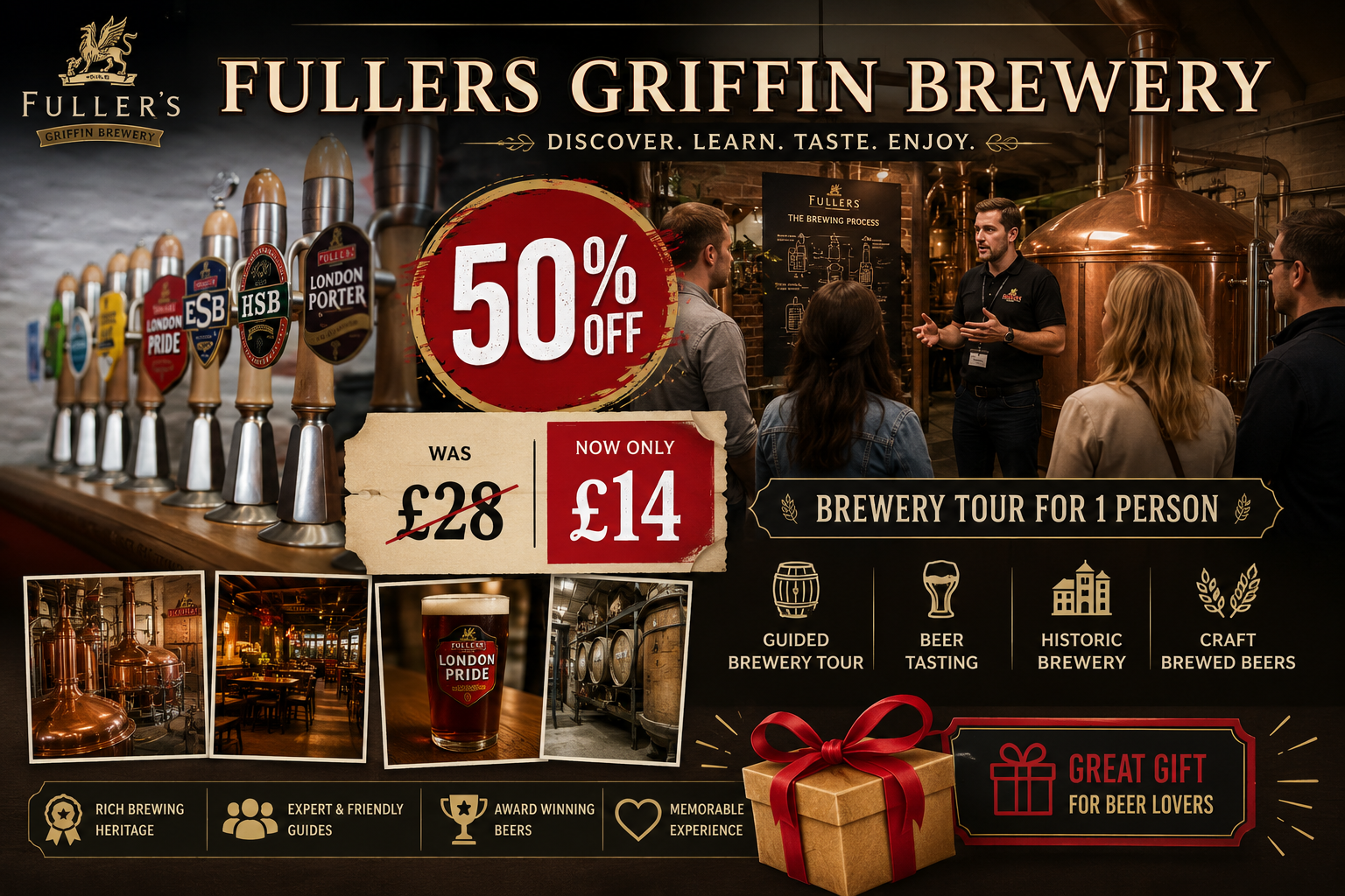 50% Off Brewery Tour for One at Fullers Griffin Brewery