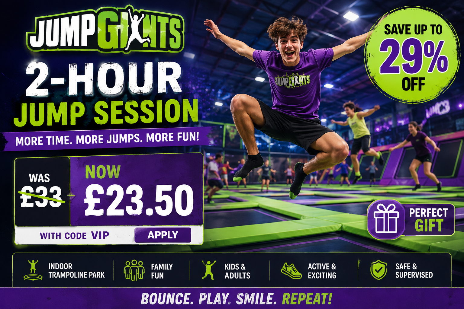 Up to 29% Off Summer Trampoline Jump Sessions for 1 or 2