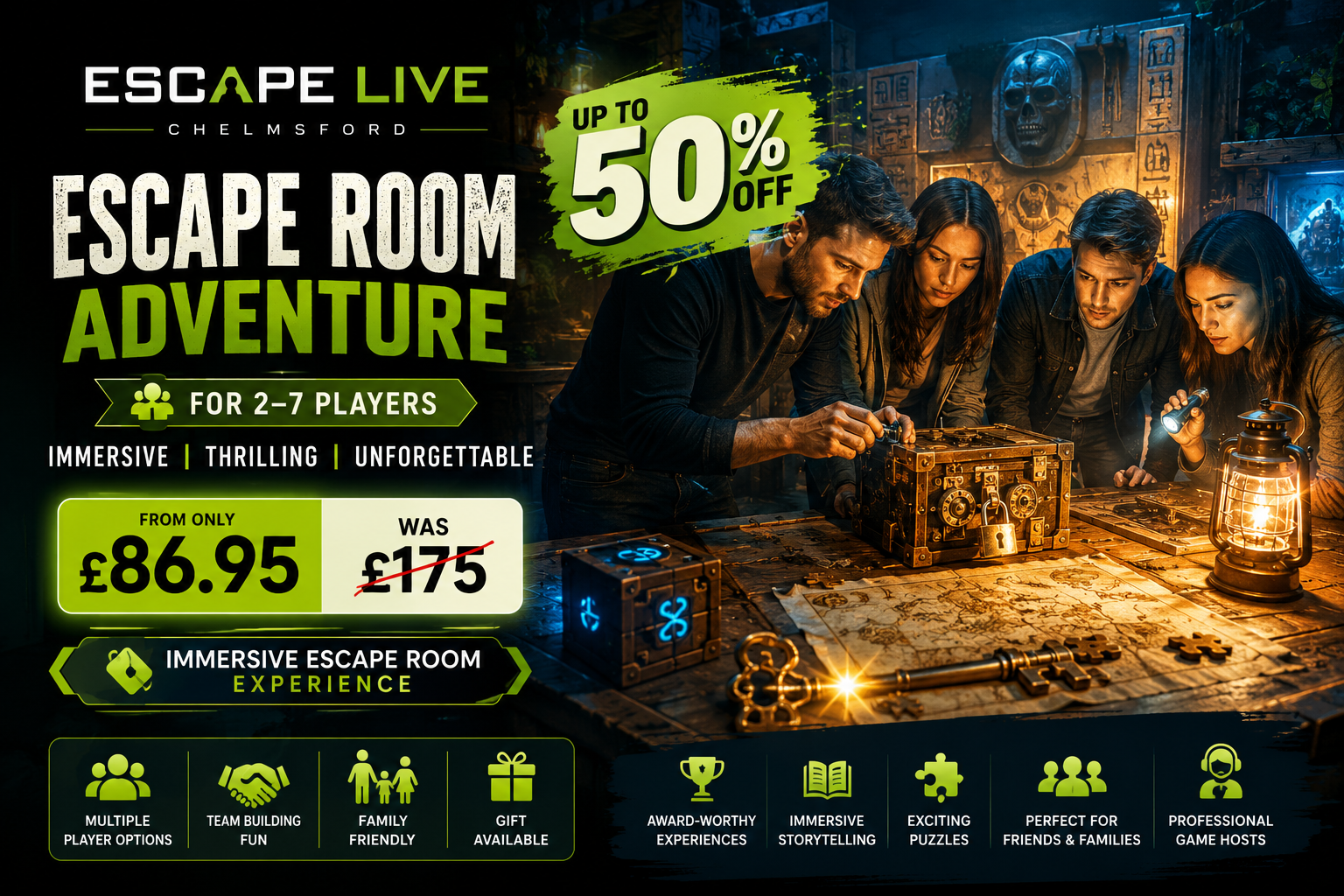 Up to 50% Off Escape Room Experience for 2–7 Players at Escape Live Chelmsford