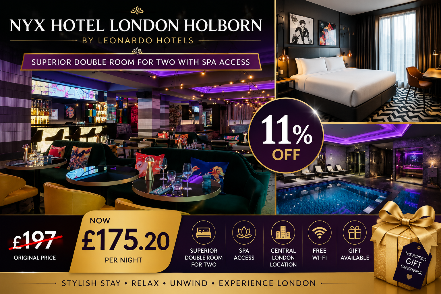 Superior Double Room for Two with Spa Access at NYX Hotel London Holborn