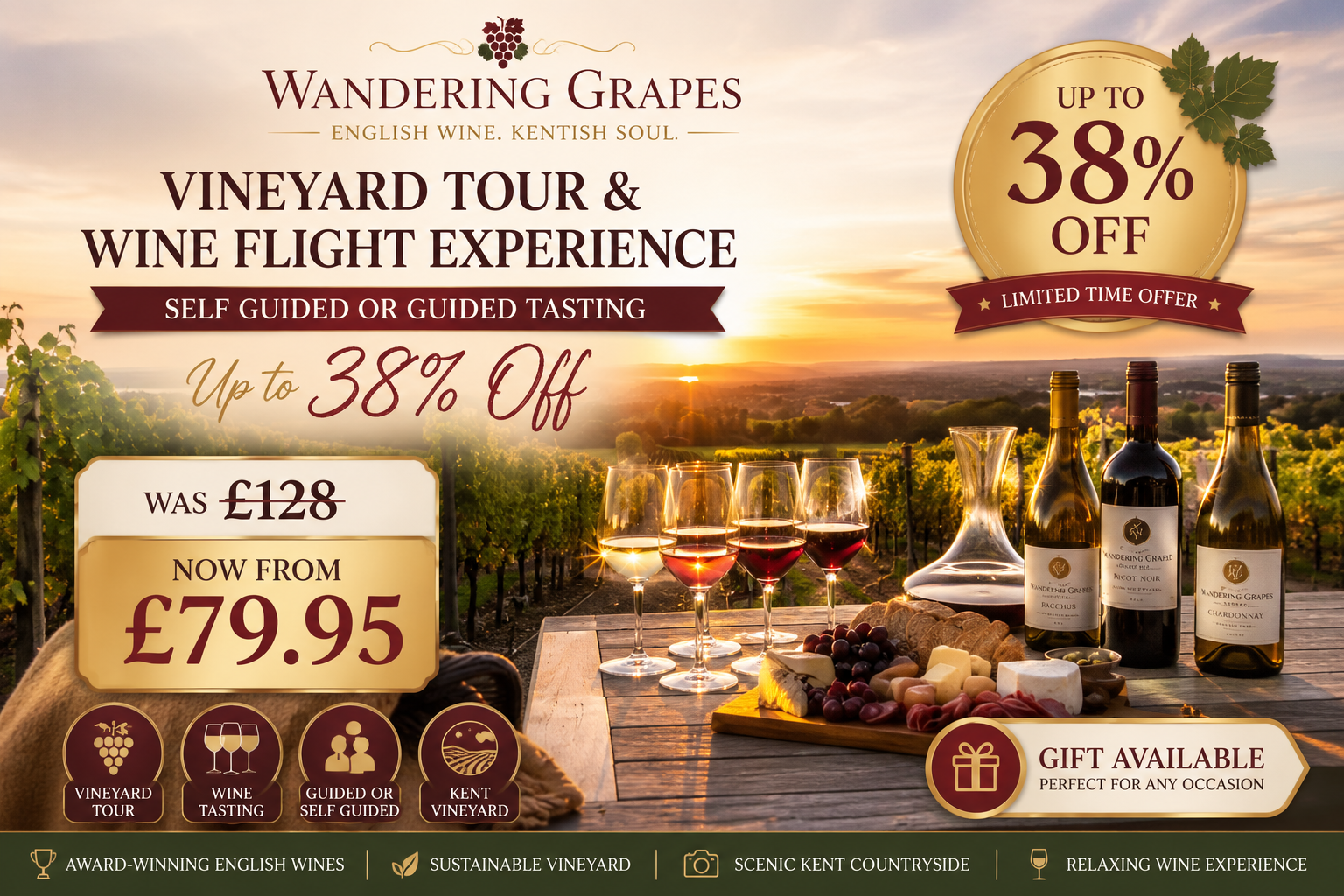 Vineyard Tour & Wine Flight Experience – Self Guided or Guided Tasting Up to 38% Off