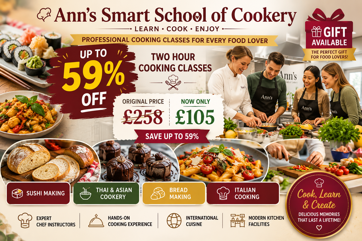 Up to 59% Off Two Hour Cooking Classes at Ann's Smart School of Cookery