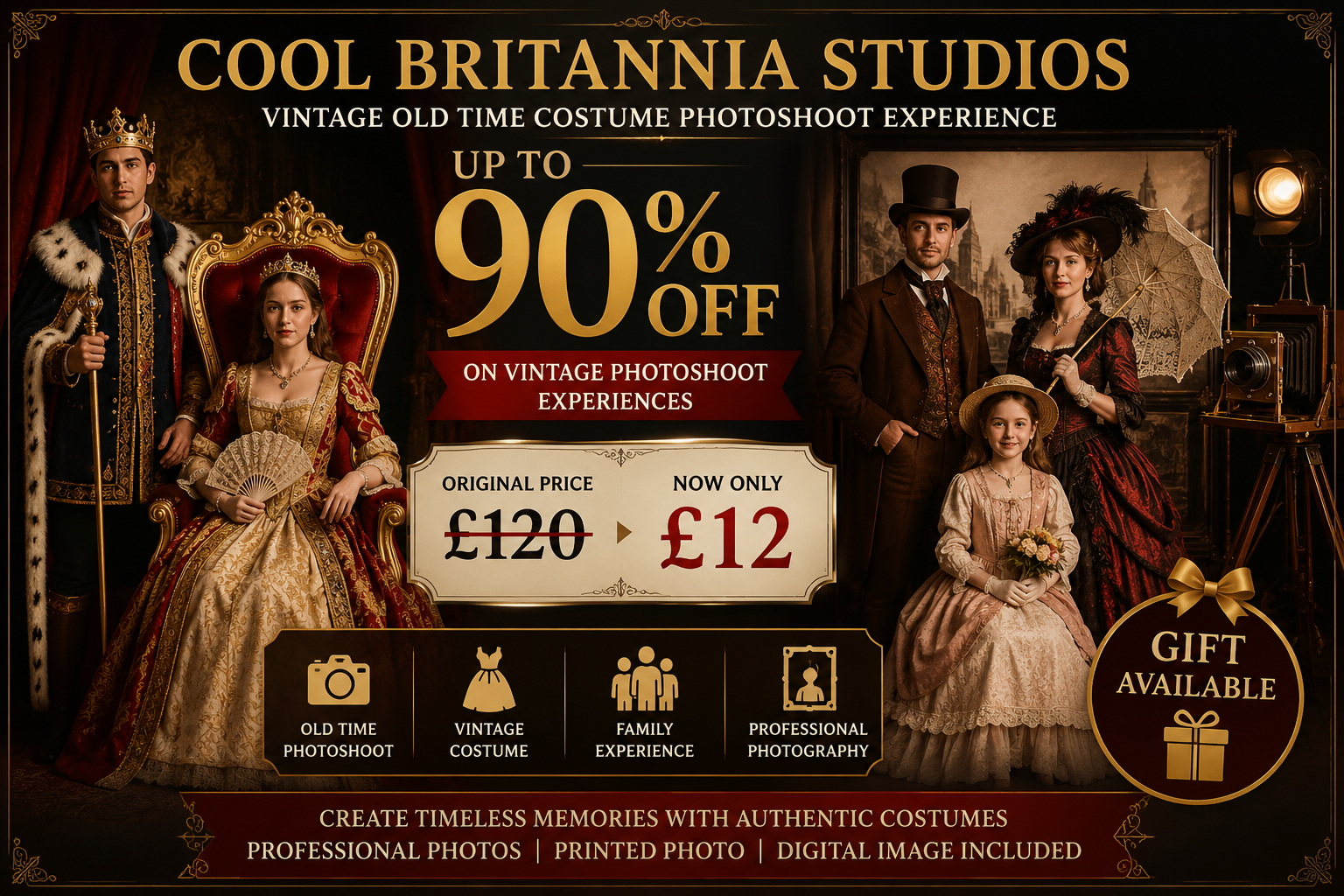 Up to 90% Off Vintage Old Time Costume Photoshoot Experience