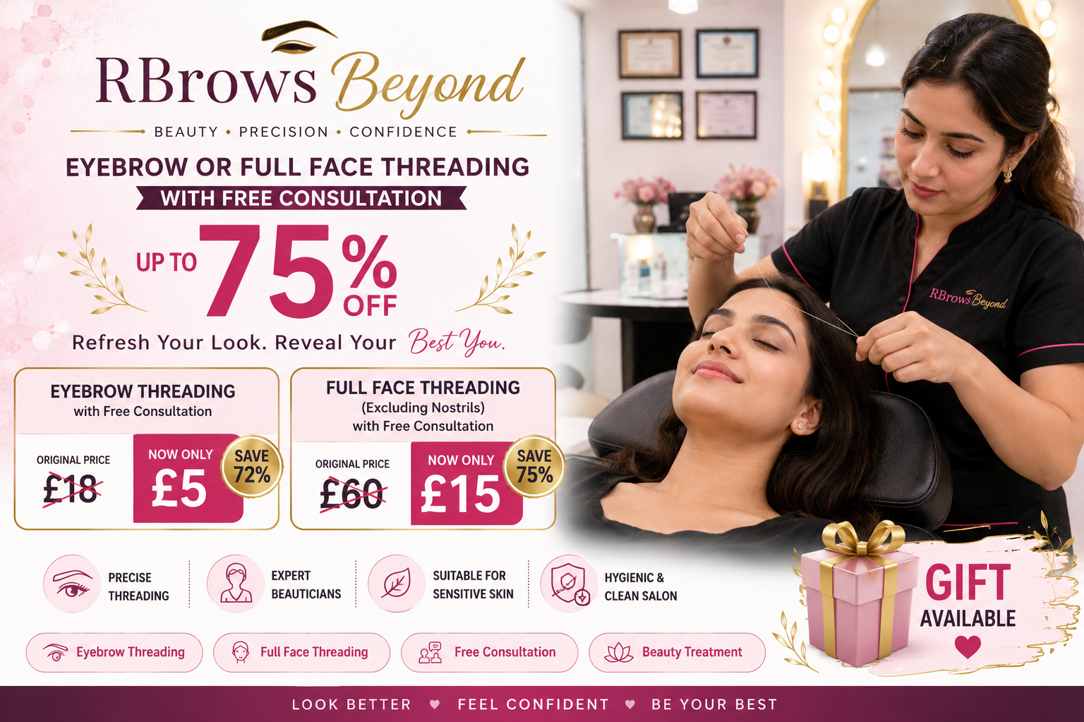 Eyebrow or Full Face Threading with Free Consultation – Up to 75% Off