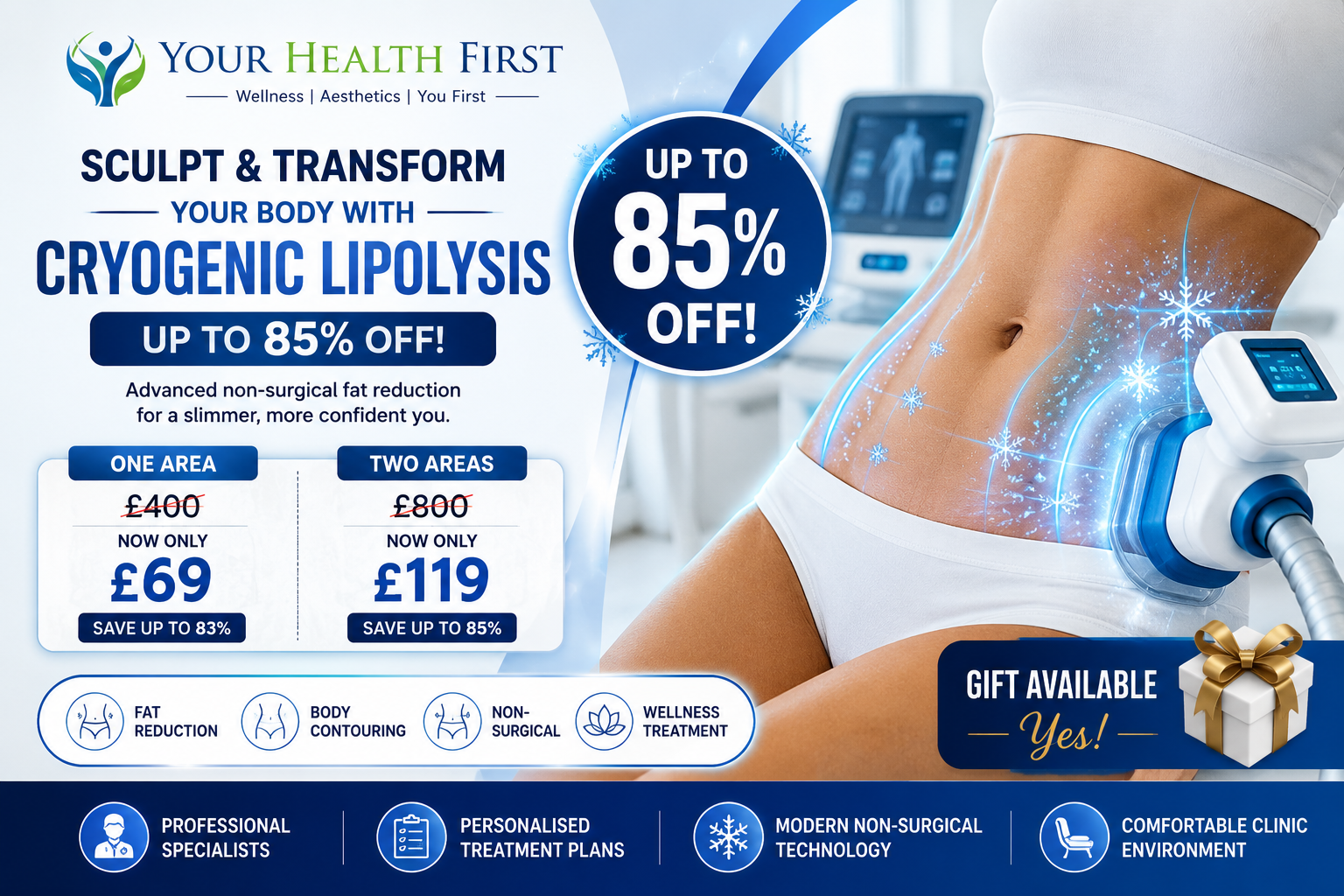 Sculpt & Transform Your Body with Cryogenic Lipolysis – Up to 85% Off
