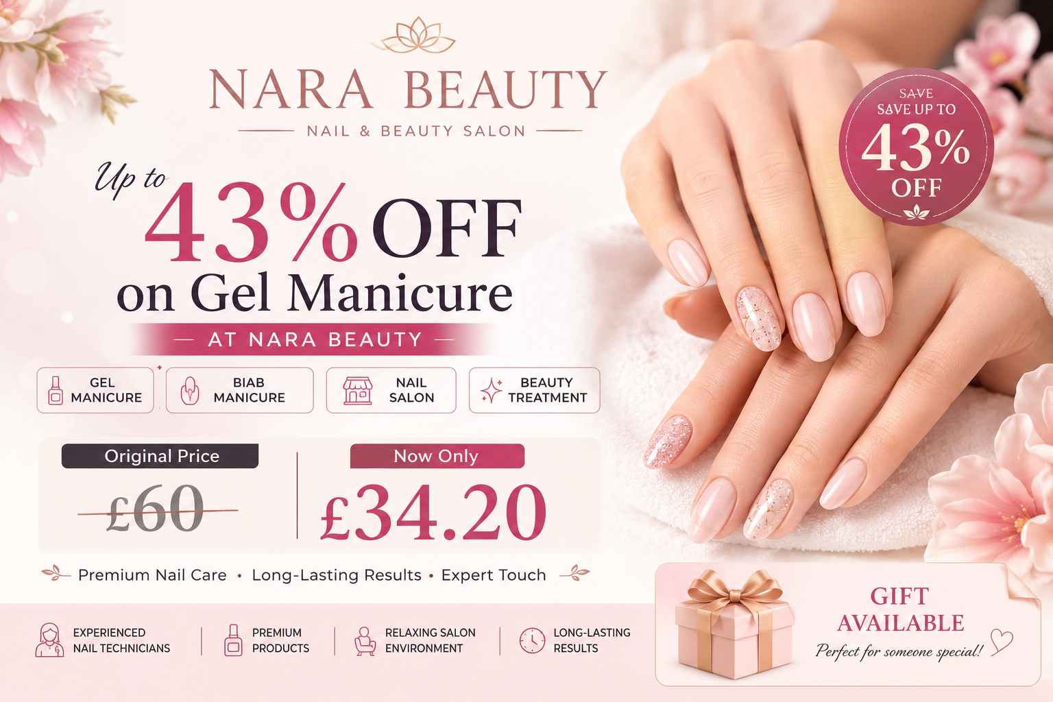 Up to 43% Off Gel Manicure at Nara Beauty