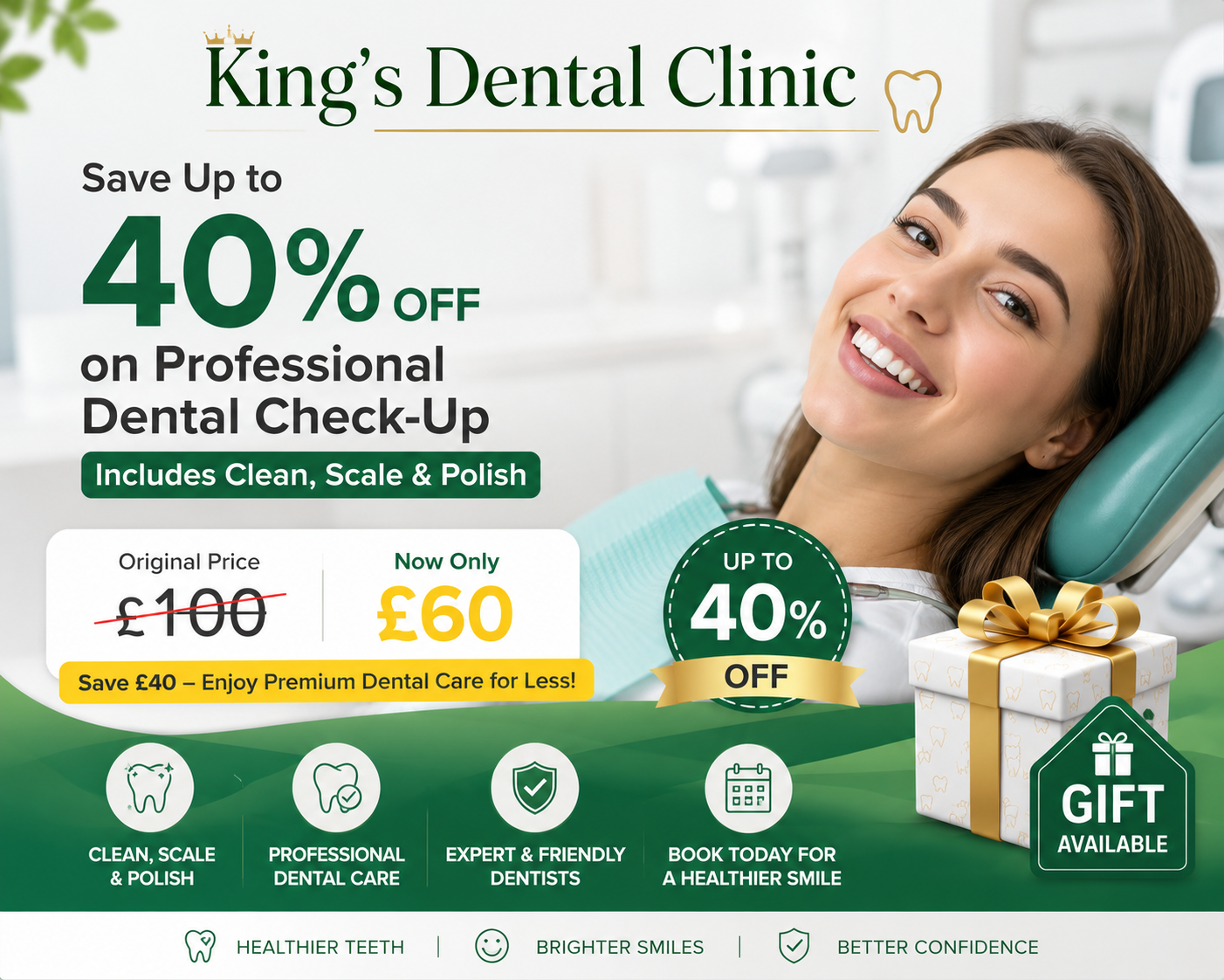 Save Up to 40% Off Professional Dental Check-Up Including Clean Scale and Polish