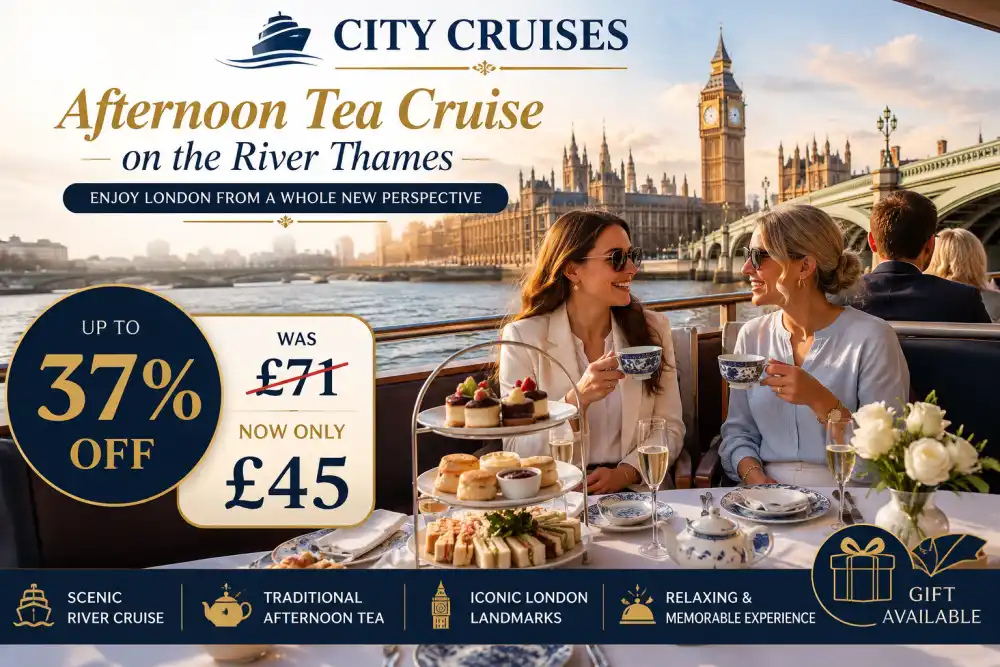 Any Day Afternoon Tea Cruise on the River Thames – Up to 37% Off