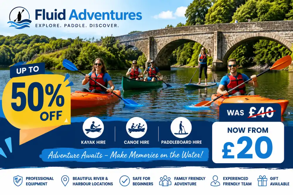 Up to 50% Off 1 Hour Kayak Canoe or Paddleboard Hire for 1 to 4 People at Fluid Adventures
