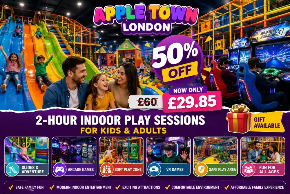 Up to 50% Off 2-Hour Indoor Play Sessions for Kids & Adults at Apple Town London