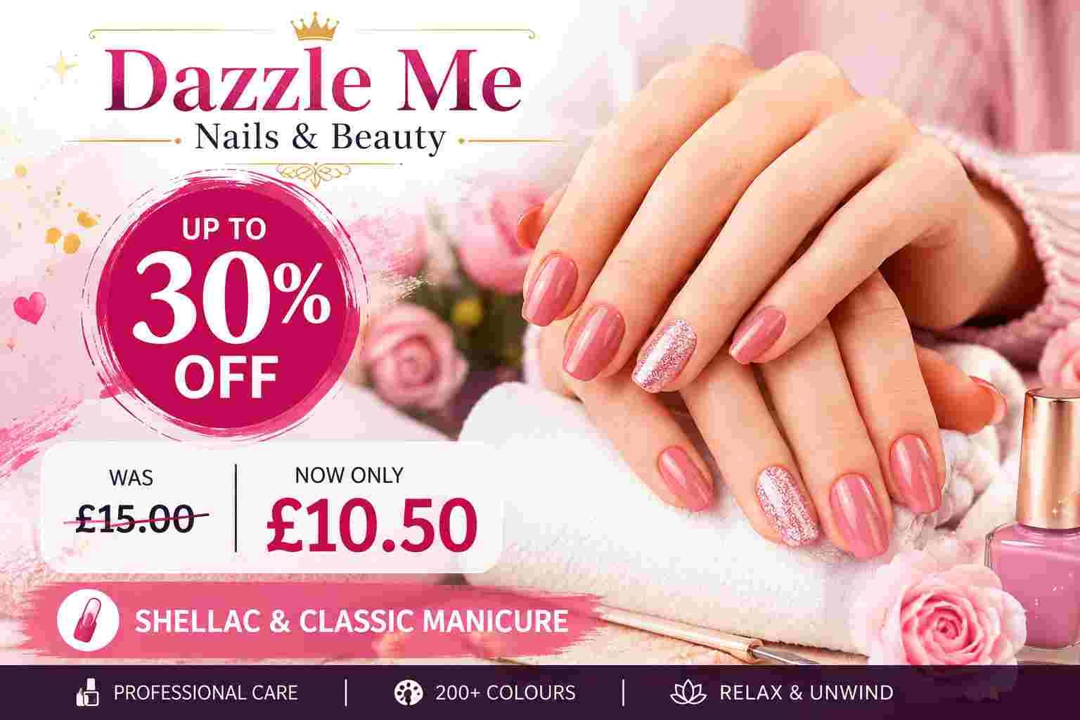 Pamper Yourself with Shellac or Classic Manicure with a Choice of Over 200 Gel Polish Colours Up to 30% Off
