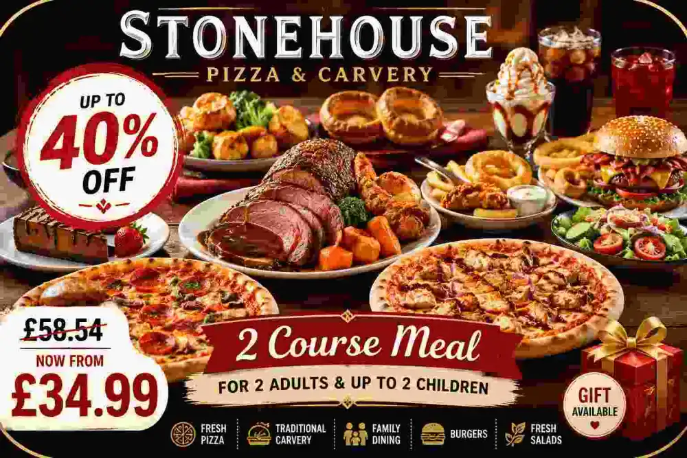 2 Course Meal for 2 Adults and Up to 2 Children with Up to 40% Off