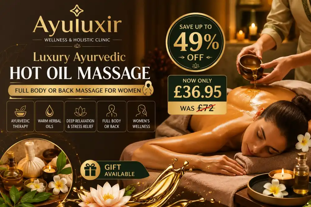 Luxury Relaxation Massage for Women with Ayurvedic Hot Oil – Full Body or Back – Save Up to 49%