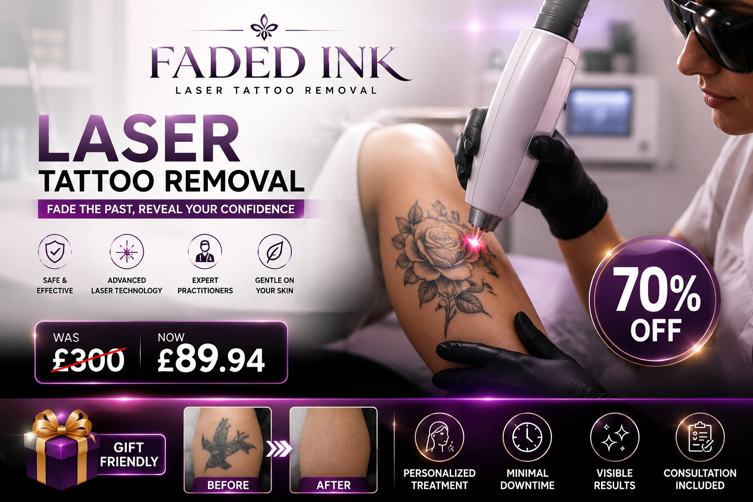 Up to 70% Off Laser Tattoo Removal Sessions at Faded Ink
