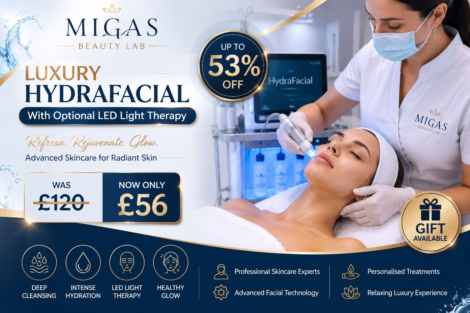 Luxury 7 Step Hydrafacial with Optional LED Light Therapy Up to 53 Off