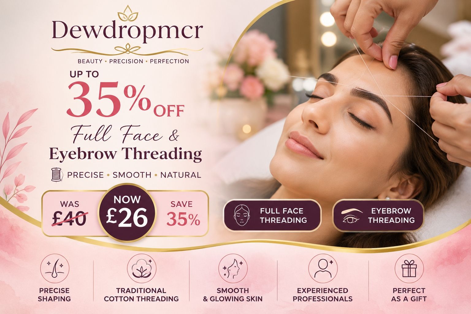 Up to 35% Off Full Face or Eyebrow Threading